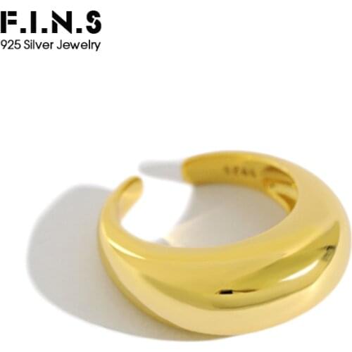 F.I.N.S 925 Silver Big Rings for Women Arc-Shaped Female Finger Ring Personality Sterling Silver Open Engagement Ring 2019