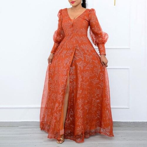 Europe America V-neck Printing Womens Plus Size Dresses Long Sleeve Dress Casual Autumn 2021 Fashion Temperament High Waist