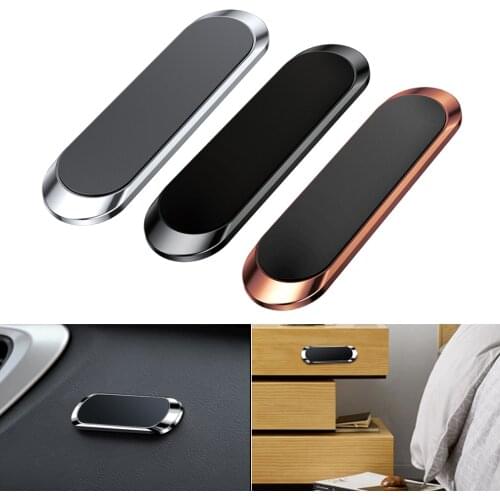 1pc Strong Magnetic Car Phone Holder Dashboard Mini aluminum Strip Shape Stand Metal Magnet GPS Car Mount for Wall Desk