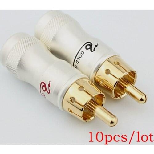 10pcs/lot DIY gold snake RCA Plug HIFI Goldplated Audio Cable RCA Male Audio Video Connector Gold Adapter For Cable