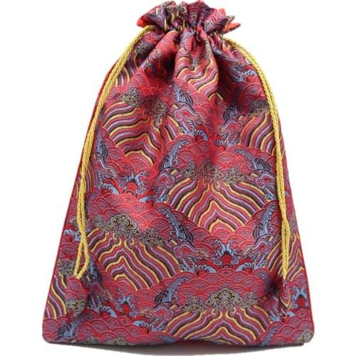 10pcs Vintage Seawater Chinese Travel Shoe Storage Bag Drawstring Silk Brocade Women Pouches Dust Cover Fabric Gift Packaging