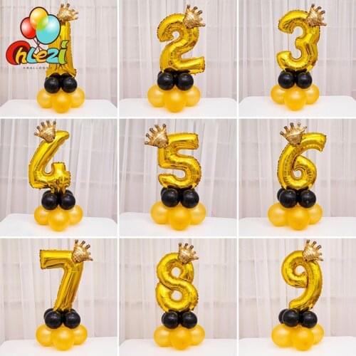 10PCS Gold Number Balloons Birthday Party Decoration Kids Boy Girl Party Ballon Figures Happy Birthday Letter globos baby shower