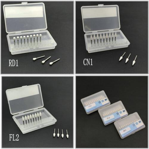 12Pcs/Pack Dental Polishing Stone Porcelain Resin Handpiece Polishing Burs FG Cone Flame Round White Stone Tools Teeth Whitening