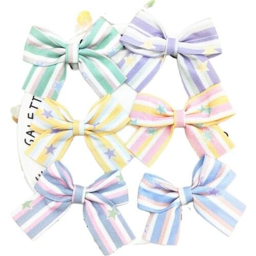 18Pcs/LOT 7*5CM Stripe BowKnot Appliques For DIY Brooches Children Headwear Accessories Cloth Scarf Decoration Patches