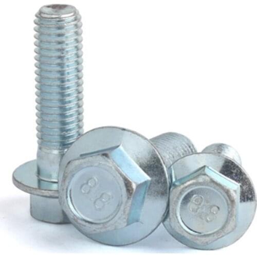2pcs M8 galvanized bolts outer hexagon flange face screw with washer bolt screws 90mm~155mm length