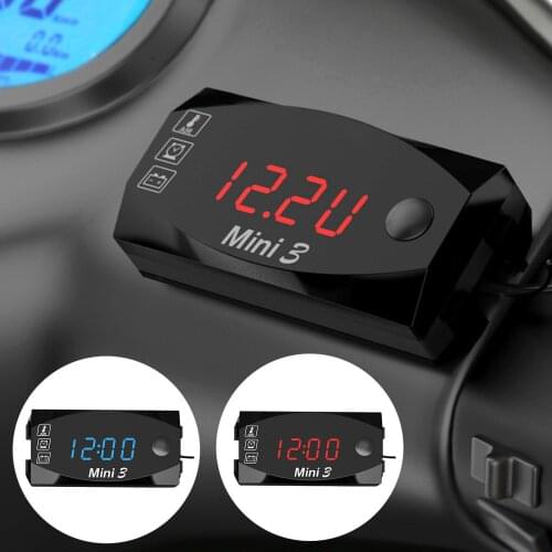 2021 Electronic Clock 3 in 1 Universal Motorcycle Electronic Clock Thermometer Voltmeter Watch Display motorbike accessories