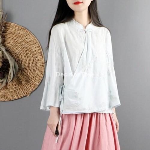 2021 ladies women chinese traditional top qipao shirt cheongsam blouse elegant traditional chinese cheongsam blouse for women