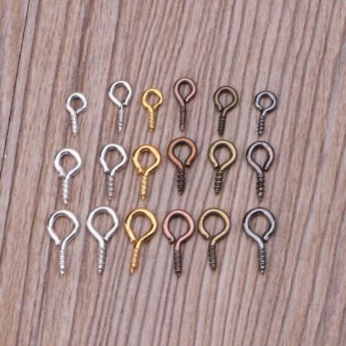 300-600Pcs 6 Colors Screw Eye Pins Eyelets Screw Eye Pins Hooks Eyelets Screw Threaded Silver Clasp for Jewelry Making X4YA