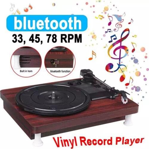 33, 45, 78 RPM Record Player Built-in Speakers Antique bluetooth Gramophone Turntable Disc Vinyl Audio RCA R/L 3.5mm Wood Color
