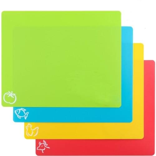 4PCS/SET Non-slip Plastic Chopping Boards Meet Vegetable Cutting Board Flexible Mats With Food Icons Kitchen Tools
