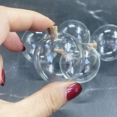 5pcs 40mm Glass Round Ball Orb Clear Drifting Bottles With Cork Perfume Oil Wishing Bottle For Wedding Birthday Party Diy Crafts