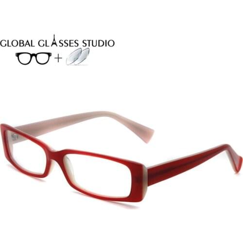 Acetate glasses frame small face women square optical frames Specta myopia Prescription lens 1.56 Index 3004