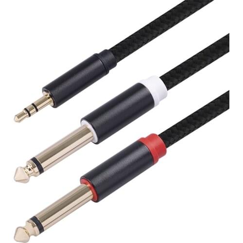Audio Cable 3.5mm to Double 6.35mm Aux Cable 2 mono 6.5 Jack to 3.5 Male for Phone to Mixer Amplifier 6.35 Adapter