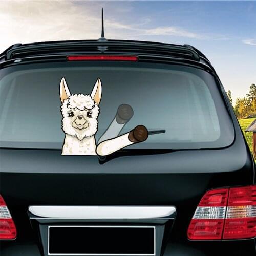 Car Styling A Lovely Alpaca Waving Wiper Decals PVC Rear Window Wiper Sticker Rear Windshield Car Stickers For Auto Decorations