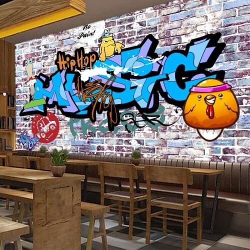 Beibehang Custom large 3D Brick Continental cartoon animal theme murals painted restaurant Hotel KTV Background Wallpaper mural