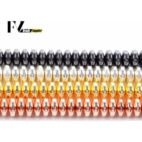 Natural Rose Gold silver Plated Hematite Stone Beads Rondelle Loose Spacer Beads For jewelry Making Findings Diy Bracelet Charms