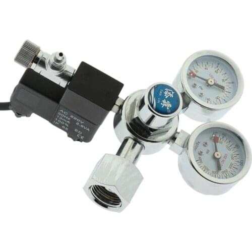 Co2 Regulator Magnetic Solenoid Valve Dual Gauge for Planted Aquarium