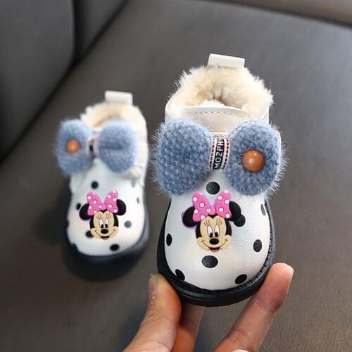 Disney Mickey mouse winter childrens toddler shoes cartoon casual shoes pu Minnie girl boy shoes