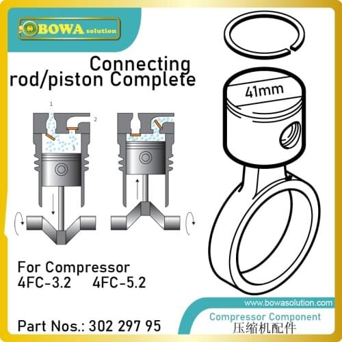 Dia.41 connecting rod/piston complete is designed for 4.5m3/h cylinder at 1450RPM, matching 4FC-3.2 or 4FC5.2Y compressors, etc