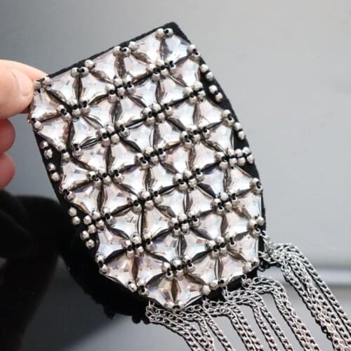 Handmade Beading Fashion Epaulettes Patch Stage Clothes Decoration DIY Applique Accessories