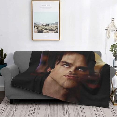 Young Ian Somerhalder Blanket Fleece Winter The Vampire Diaries Breathable Warm Throw Blankets for Sofa Bedroom Plush Thin Quilt