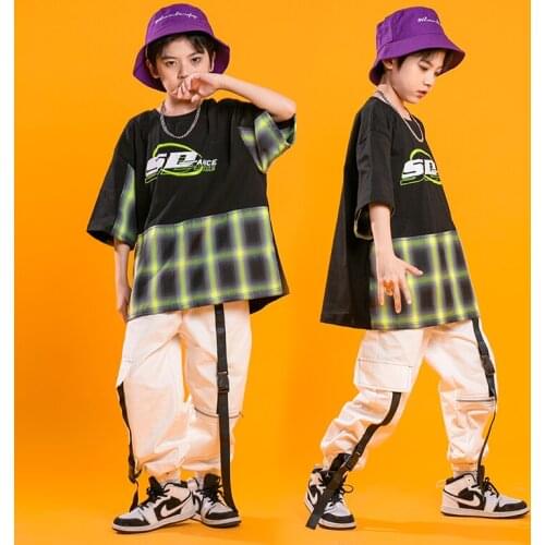 Kids Concert Hip Hop Show Clothing Outfits Tshirt White Stage wear Tactical Cargo Pants for Singers Girls Dance Costume Clothes