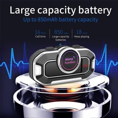 V9 Helmet Headset Bluetooth 5.0 Intercom ABS Hands-free Interphone Music Player Helmet Intercom Headsets for Motorbike