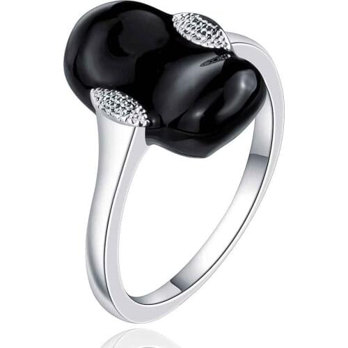 Hot sell Fashion New Brand Design Luxurio silver-plated rings Black Shi Xianglian anel feminino 100% Hand Madeball