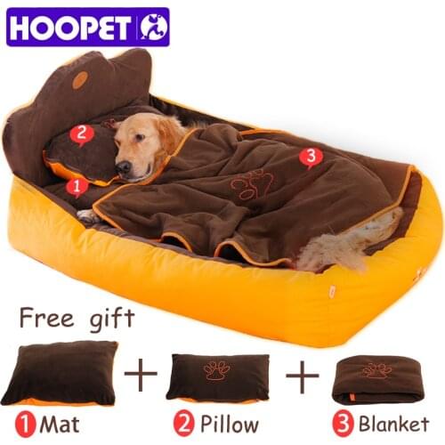 HOOPET Completely Removable & Washable 3PCS Pet Cat Dog Bed with Double Sided Cushion,Soft Pillow & Blanket Pet House Gift