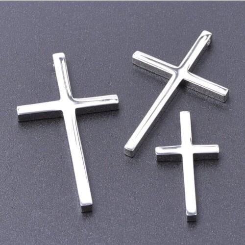 5pcs/Lot Stainless Steel Classic Religion Cross Charms Handcraft Jesus Cross Pendant For Men Women Necklaces Jewelry Making