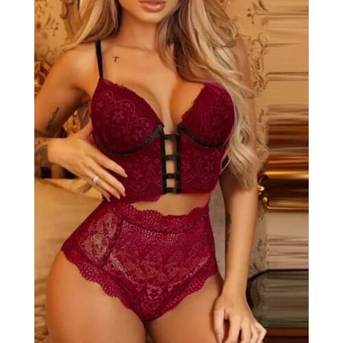 Lingerie Set Sexy Womens Underwear Bra and Bandage Hight Waist Panties Bra and Panty Set Underwear Lace Lingerie Set