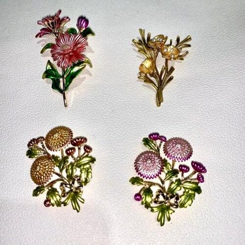 Nice flower oil drip vintage daisy brooch fashion women jewelry for coat pink gold color