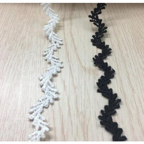 15 Yards White Black Polyester Leaves Embroidered Lace Trim Ribbon Handmade DIY Sewing Craft For Costume Hat Decoration 17mm