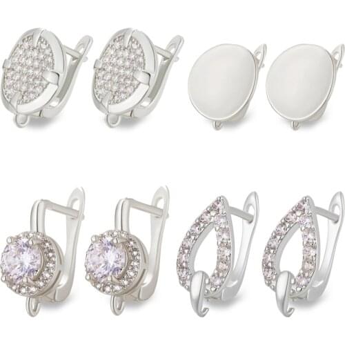 Hot Sale Silver Color French Earring Hooks Lever Back Open Loop Setting for DIY Earring Clips Clasp Jewelry Making Accessories