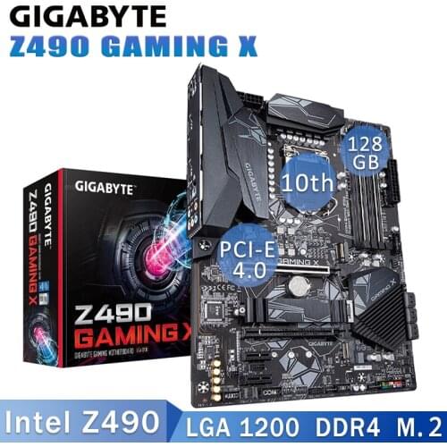 LGA 1200 Gigabyte Z490 GAMING X Motherboard 128GB Dual-Channel DDR4 2133MHz Desktop Placa-Mãe 1200 HDMI-compatible M.2 PCI-E 4.0