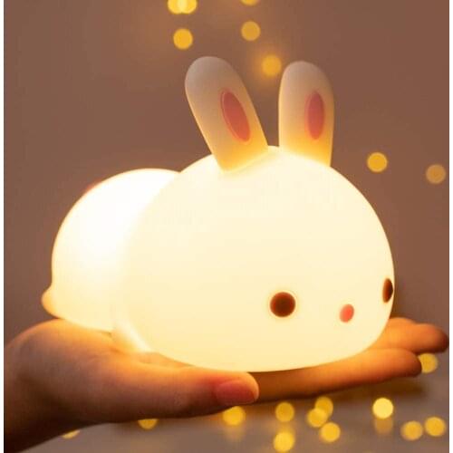 Cute cat/Cloud/Rabbit Night Light LED Color Rechargeable Animal Silicone Nightlight for Children Kid Room Bedside Decor Gifts