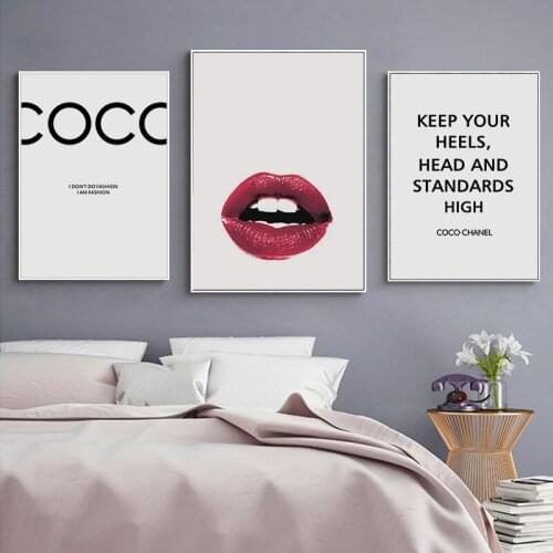 Nordic Poster Canvas Art Red Lips Letter Wall Living Room Modern Fashion Printing Decoration wall art canvas painting cuadros