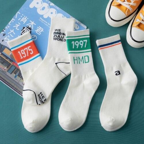 New Harajuku White Socks Women Japanese Fashion Cotton Woman Striped Socks Girls Kawaii Cute Skater Socks calcetines de la mujer