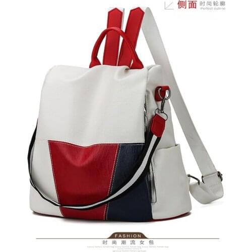 New Womens Backpack PU Leather Backpack Womens Multi-Functional Black Schoolbag