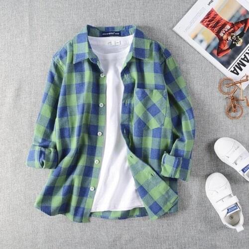 Boys clothes plaid shirts autumn fashion cotton Childrens clothing cool 4 to 14 years Full Sleeve kids boys shirt