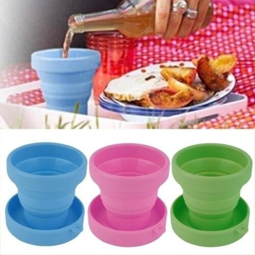 2pcsPortable Silicone Telescopic Drinking Collapsible Folding Cup Travel Camping wo0