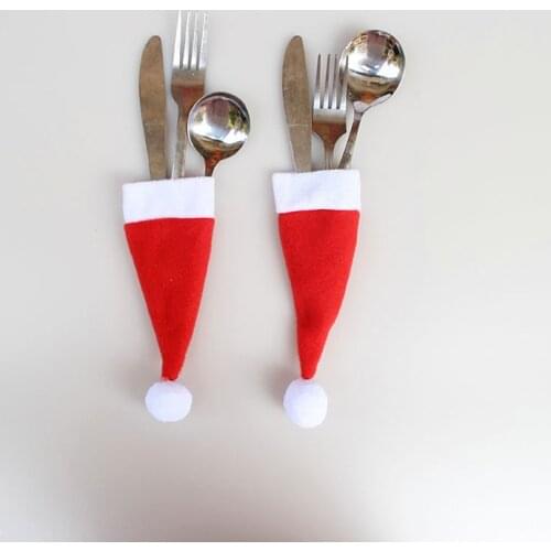 Christmas Decorative tableware Knife Fork Set Christmas Hat Storage Tool