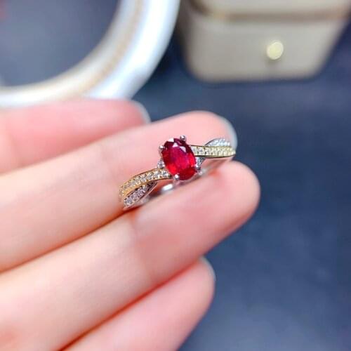 Shilovem Natural New Burning Pigeon Blood Ruby Gemstone Rings for Women Real 925 Sterling Silver new gift 4*6mm mj04068523agh