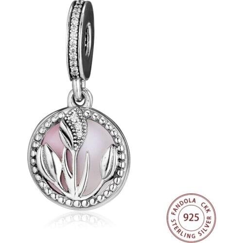 Tulip Charm 925 Silver Jewelry Fits Original Bracelet Sterling Silver International Womens Day Dangle Beads for Jewelry Making