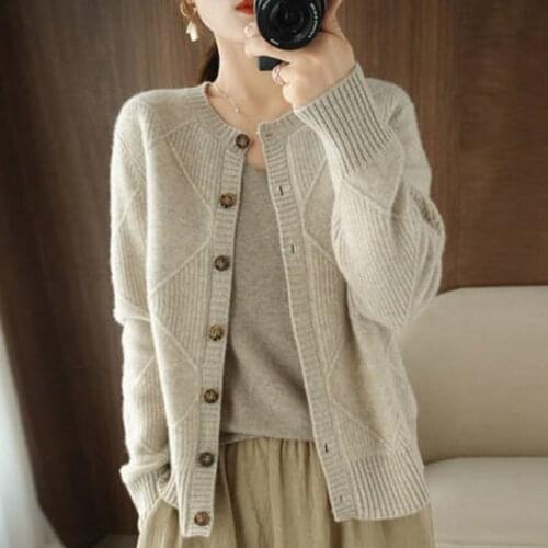 Cropped Cardigan Autumn Loose Retro Knitwear Short Jacket Ladies Sweater Casual 2021 Elegant Womens Top Thin Single-breasted