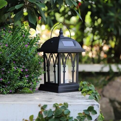 Outdoor Hanging Solar Lantern LED Candle Flame Light for Garden Courtyard Patio Decoration