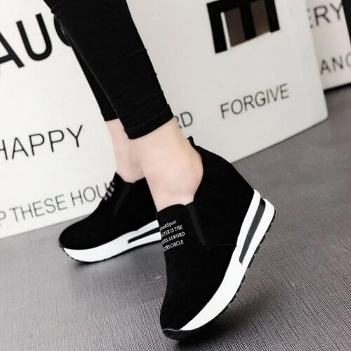 Womens High Platform Sneakers Hidden Wedge Slip On Casual Sport Walking Shoes Spring Autumn Fashion Thick Bottom