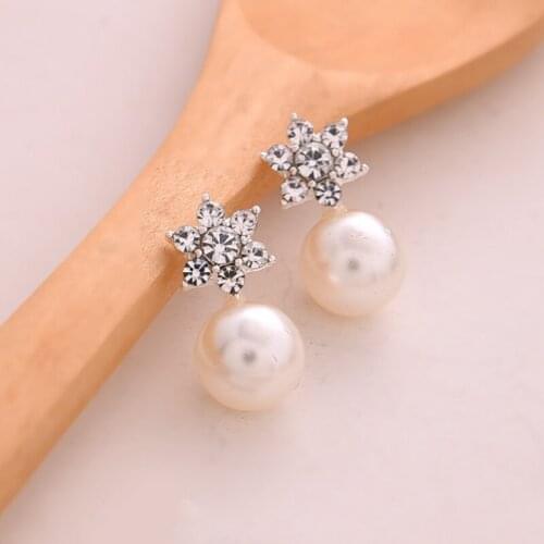 2021 Women Cute Snowflake Pearl Stud Earrings Jewelry accessories