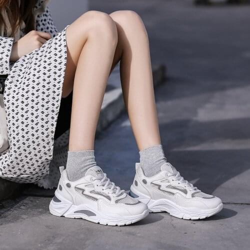 Women Flats Sneakers Shoes Platform Sneakers For Women Shoes Lace-Up Chunky Sneakers Zapatos Mujer Dad Sneakers Tenis Feminino