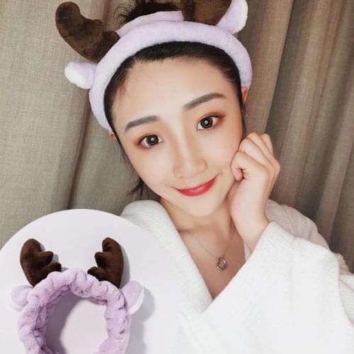 Fashion Women 2021 Big Ears Antler Soft Comfortable Wash Face Hair Accessories Bathe Hair Holder Elastic Headband Girls Hairband